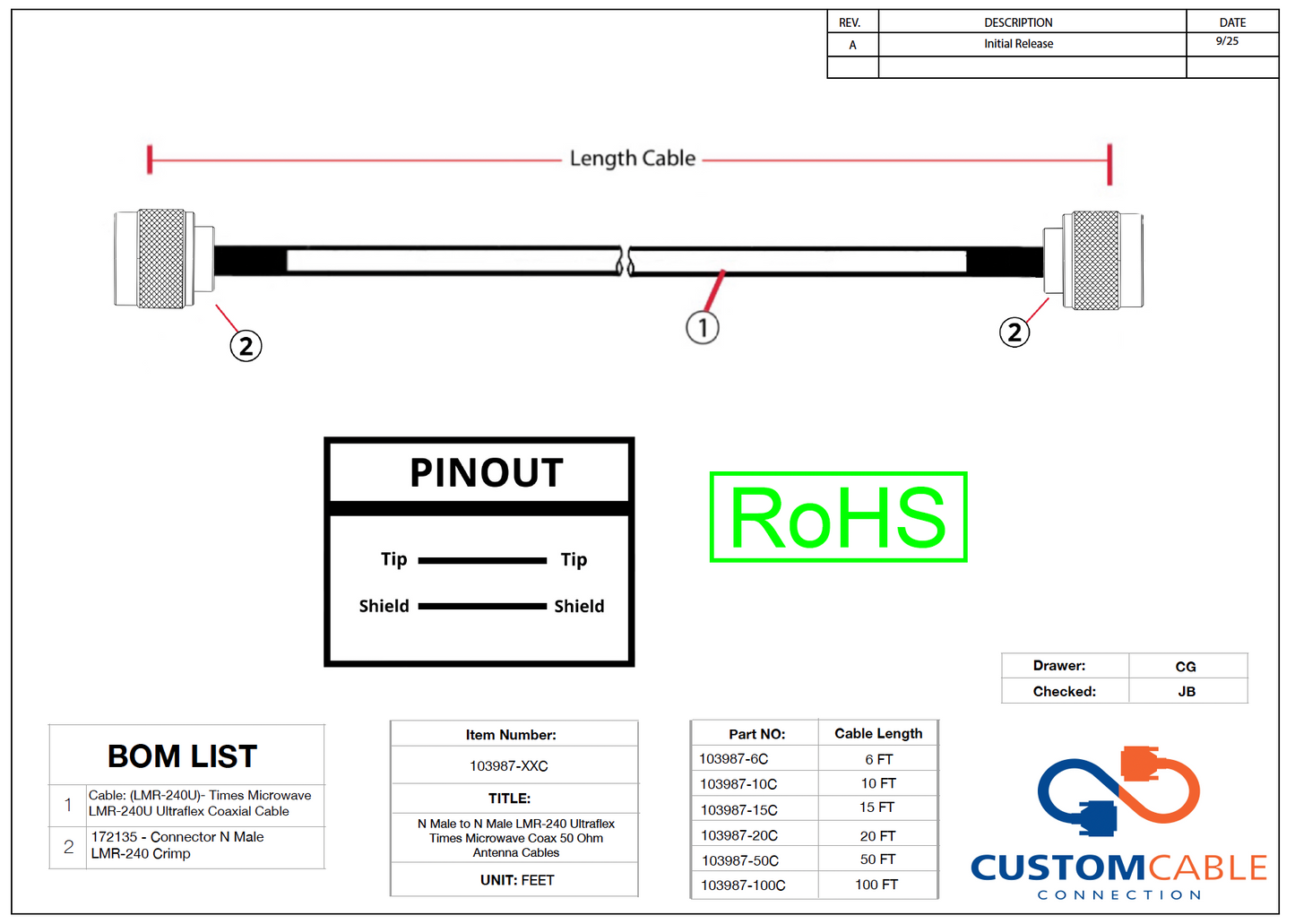 N Male to N Male LMR-240 Ultraflex Times Microwave Coax 50 Ohm Antenna Cables