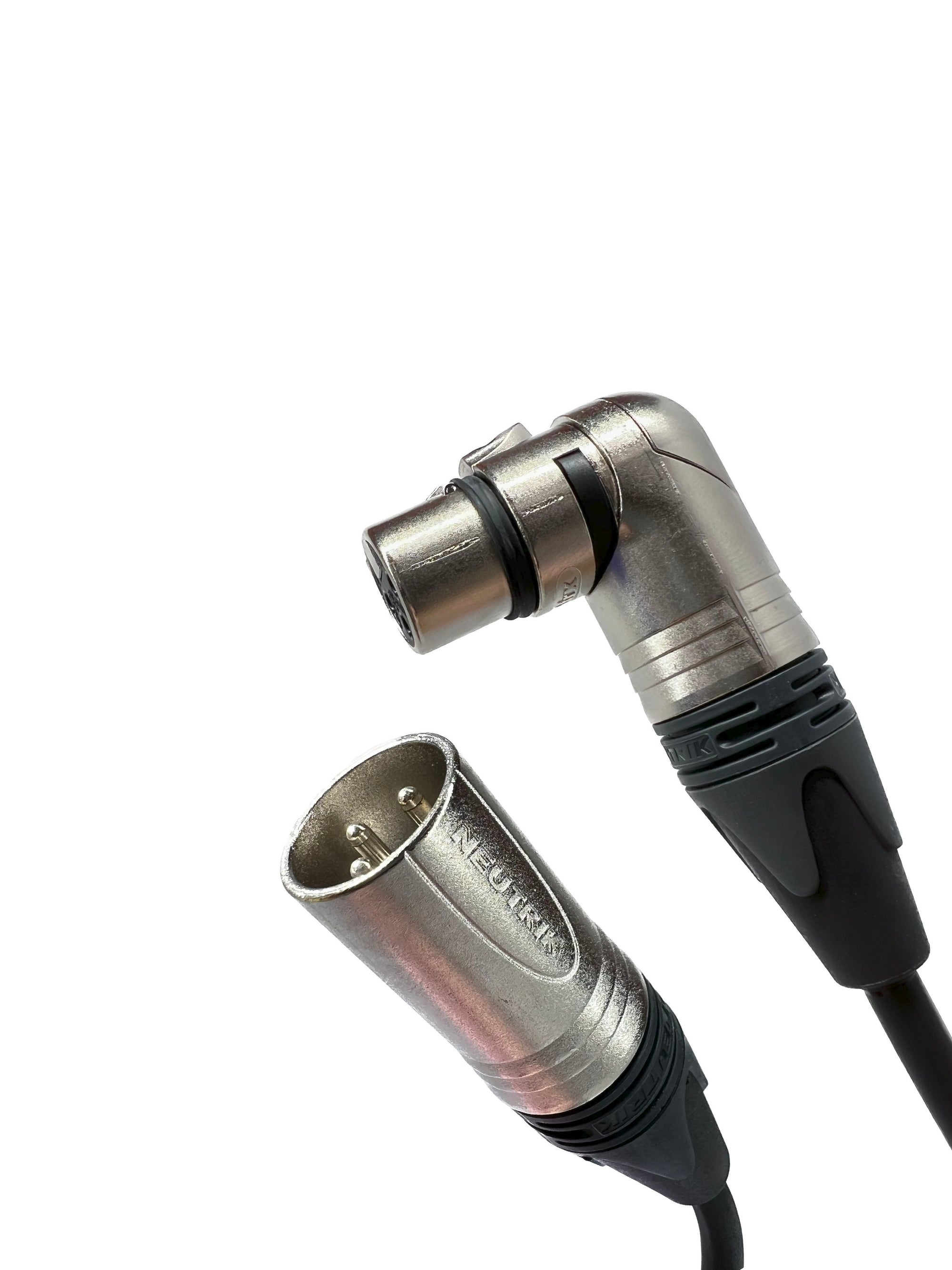 XLR Audio Cable with Female Right Angle to Male Straight Neutrik Connector