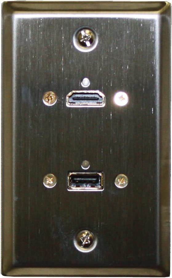 Stainless Steel HDMI + USB 3.0 Feed Thru Wall Plate - Philmore 75-640