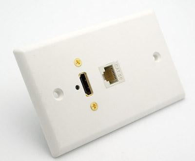 White Wall Plate with HDMI and Cat5e Jack Philmore 75-649