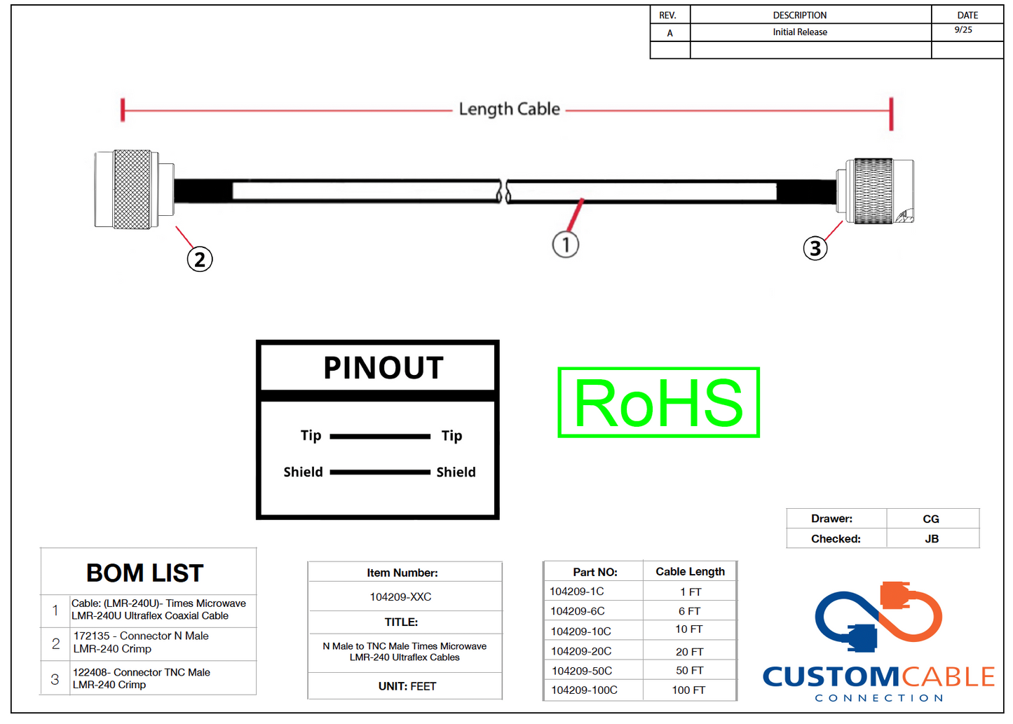 N Male to TNC Male Times Microwave LMR-240 Ultraflex Cables