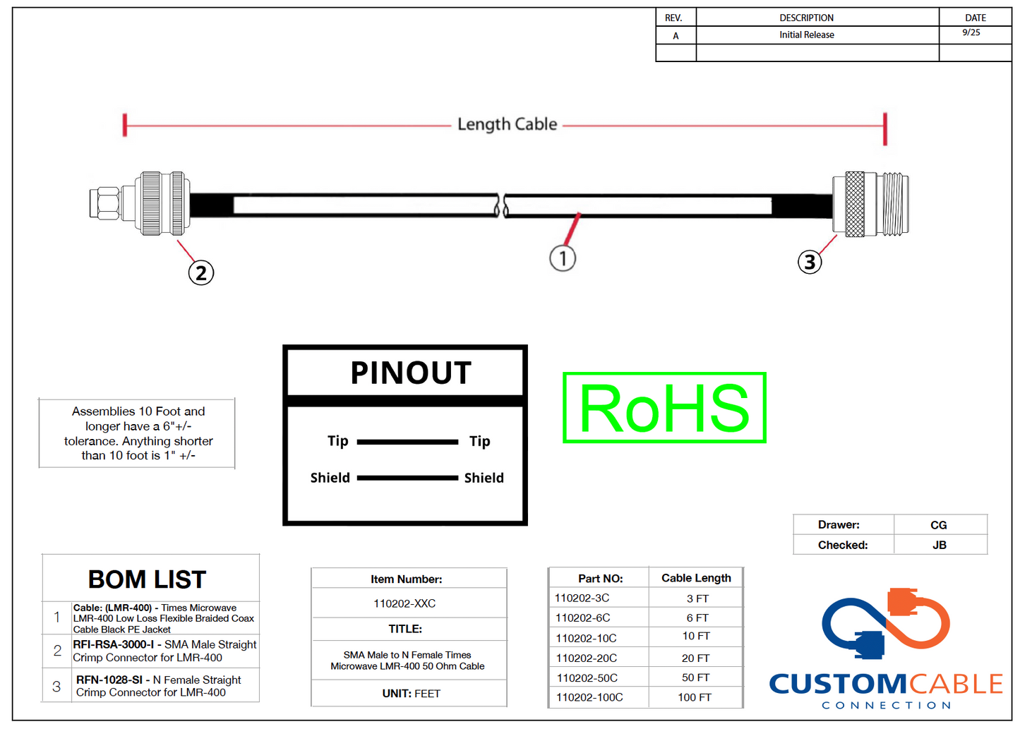 SMA Male to N Female Times Microwave LMR-400 50 Ohm Cable