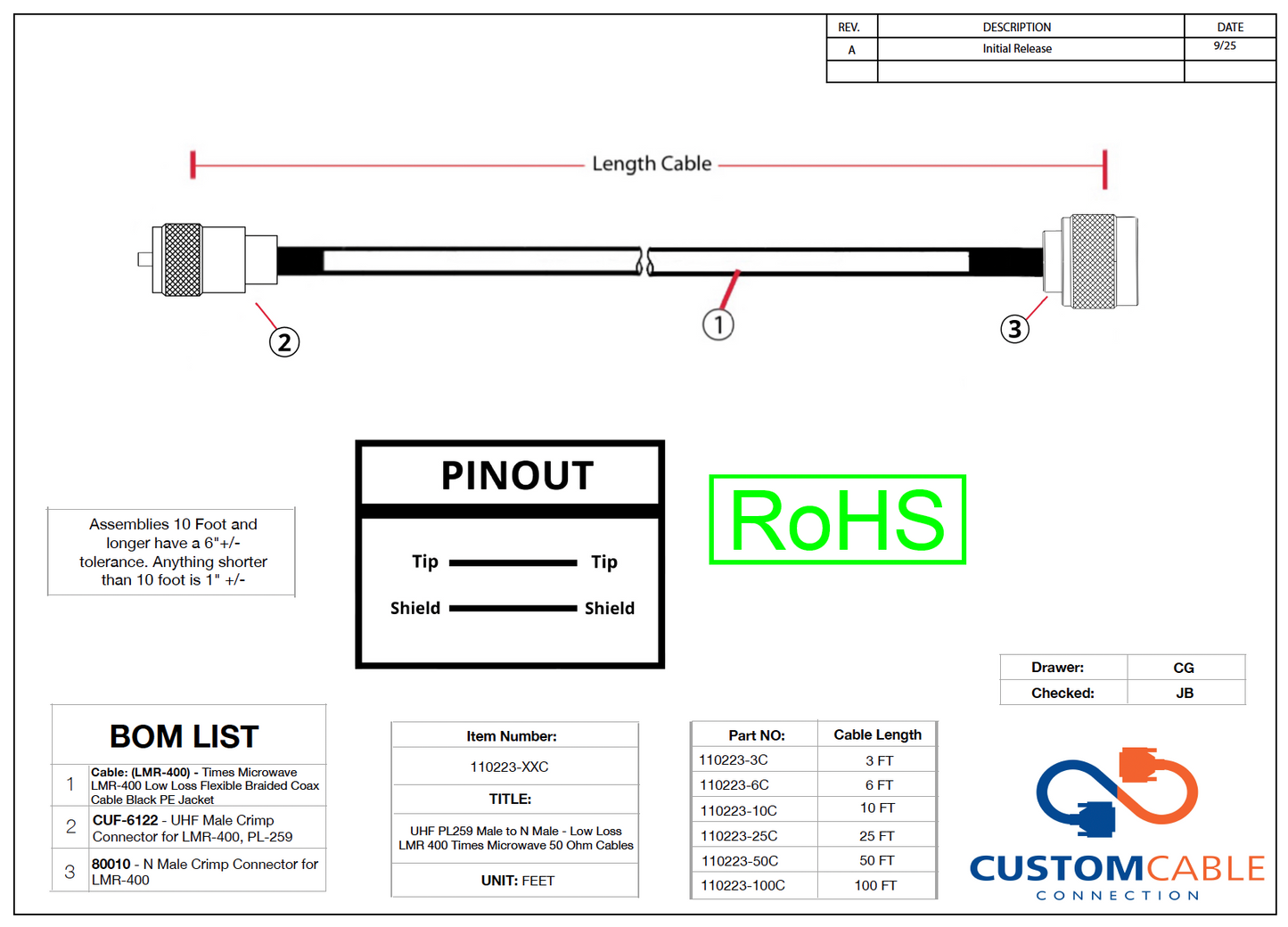 UHF PL259 Male to N Male - Low Loss LMR 400 Times Microwave 50 Ohm Cables