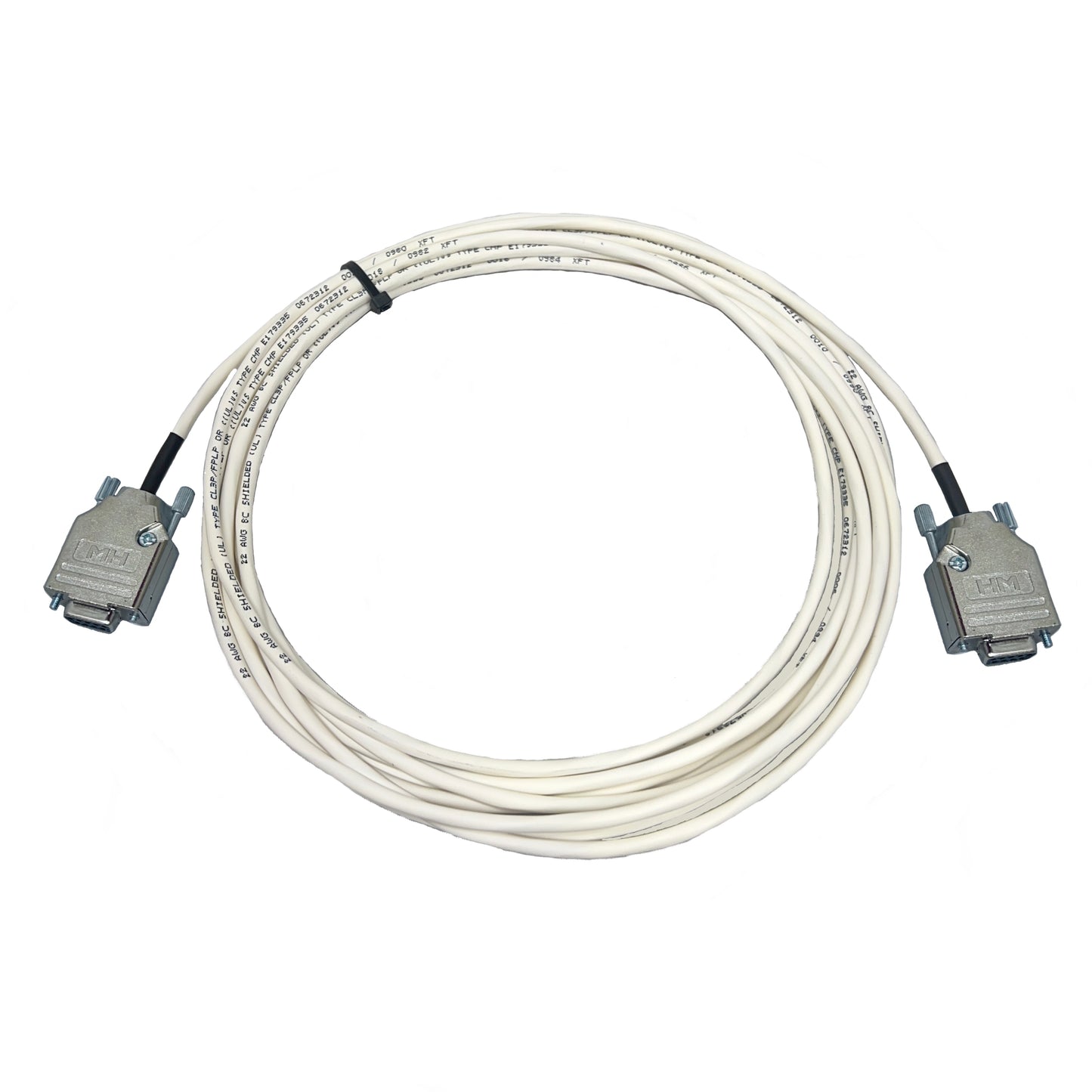 DB9 Female to Female 22 AWG Plenum White Jacket Serial Cable - Only Pins 1, 4 and 5 Wired