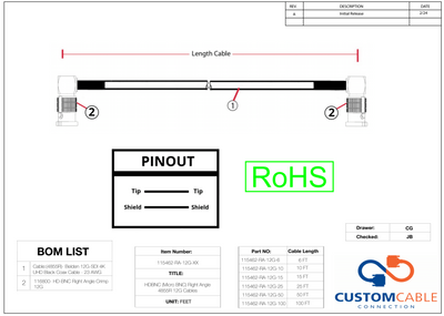 HDBNC (Micro BNC) Right Angle 4855R 12G Cables