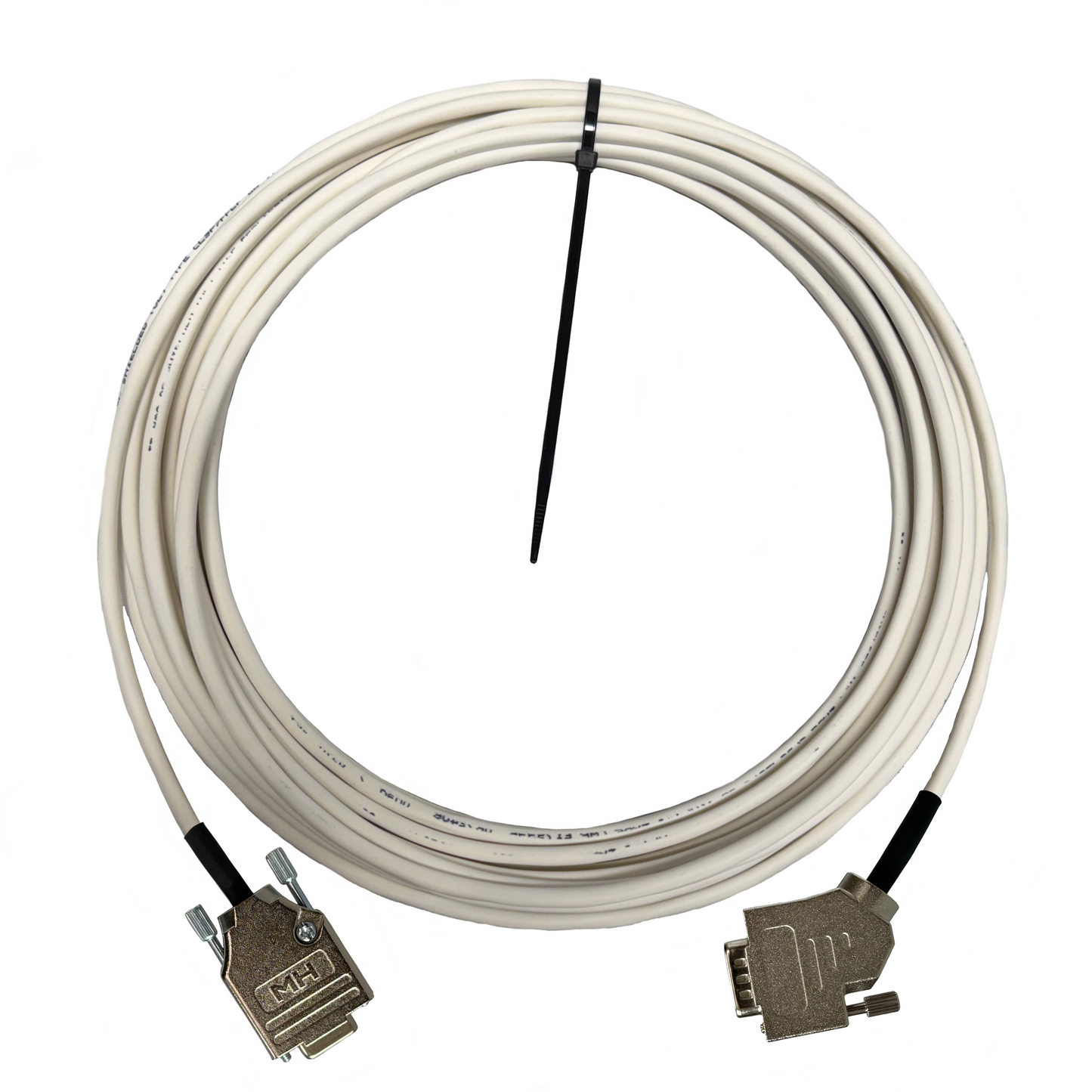 Serial Cable DB9 Male 45 Degree to Female Straight 22 AWG Plenum White