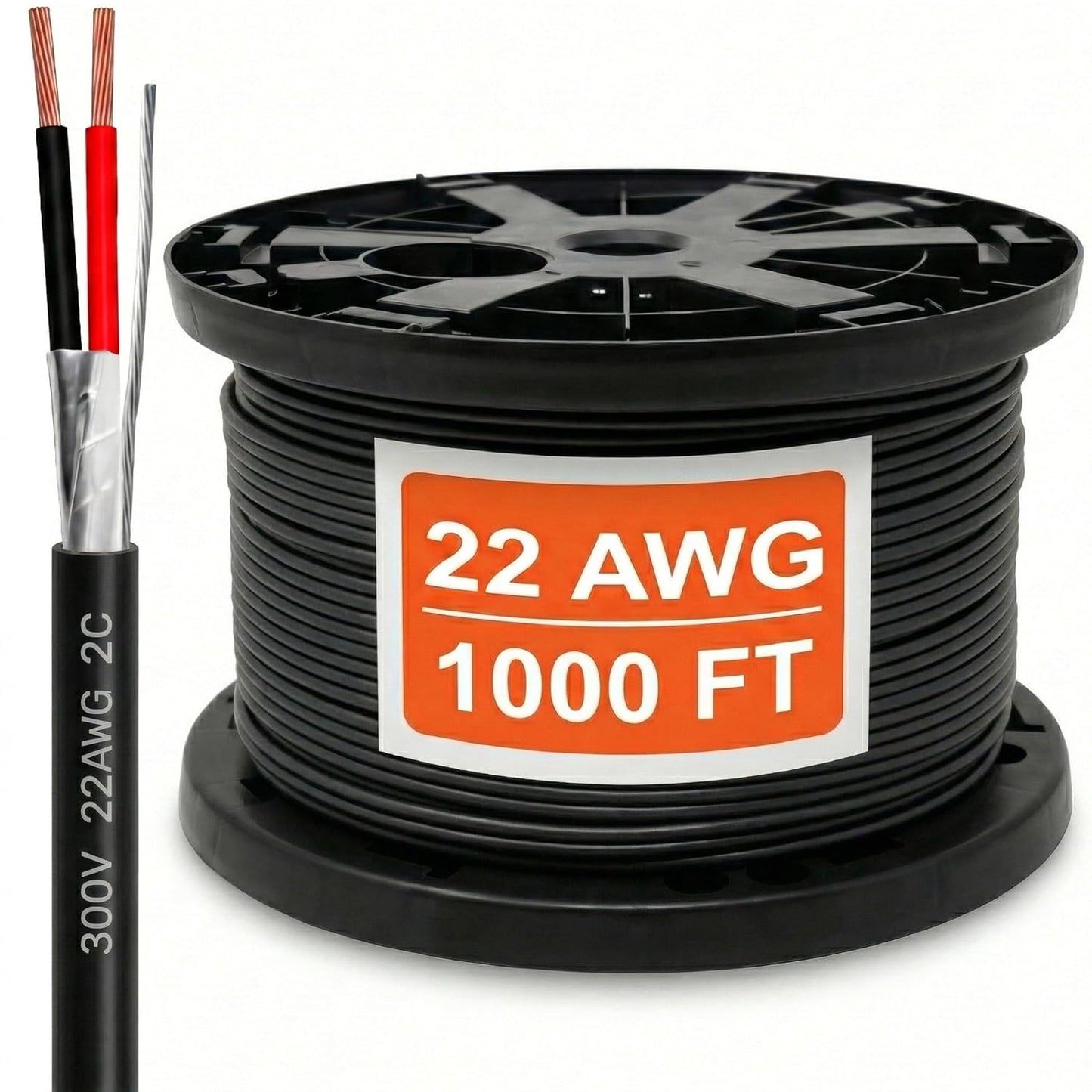 22 AWG 2 Conductor Stranded Shielded Plenum Cable (500ft, 1000ft)