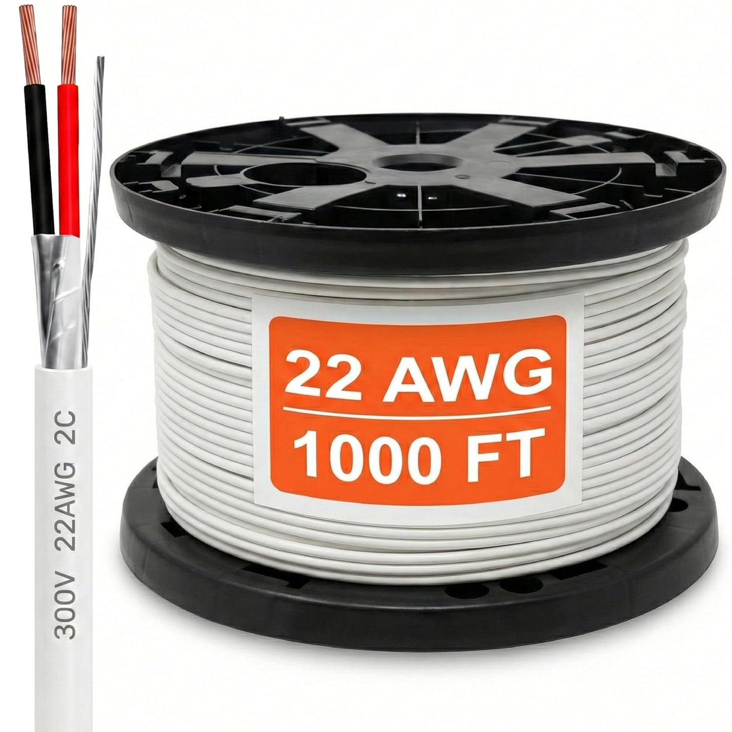 22 AWG 2 Conductor Stranded Shielded Plenum Cable (500ft, 1000ft)