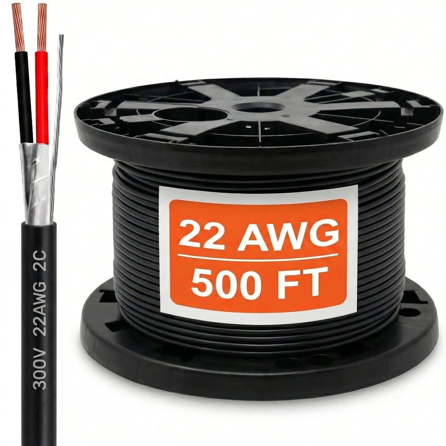 22 AWG 2 Conductor Stranded Shielded Plenum Cable (500ft, 1000ft)