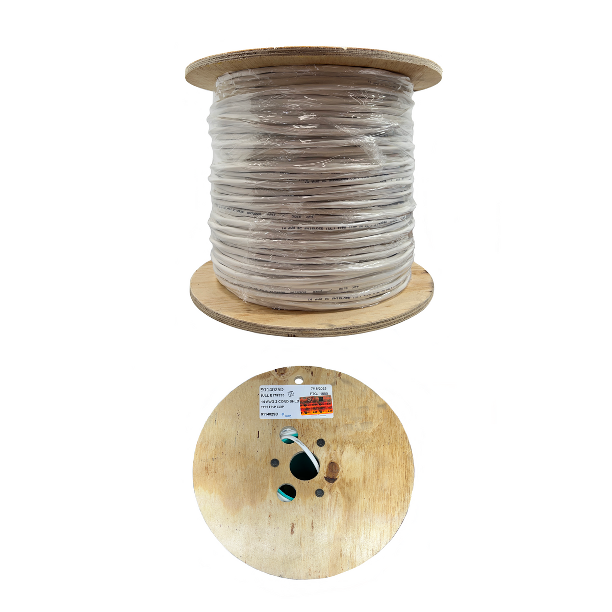 Clp Cable 14 AWG 2 Conductor Plenum Shielded CL3P Security Alarm Cable 500ft and ...