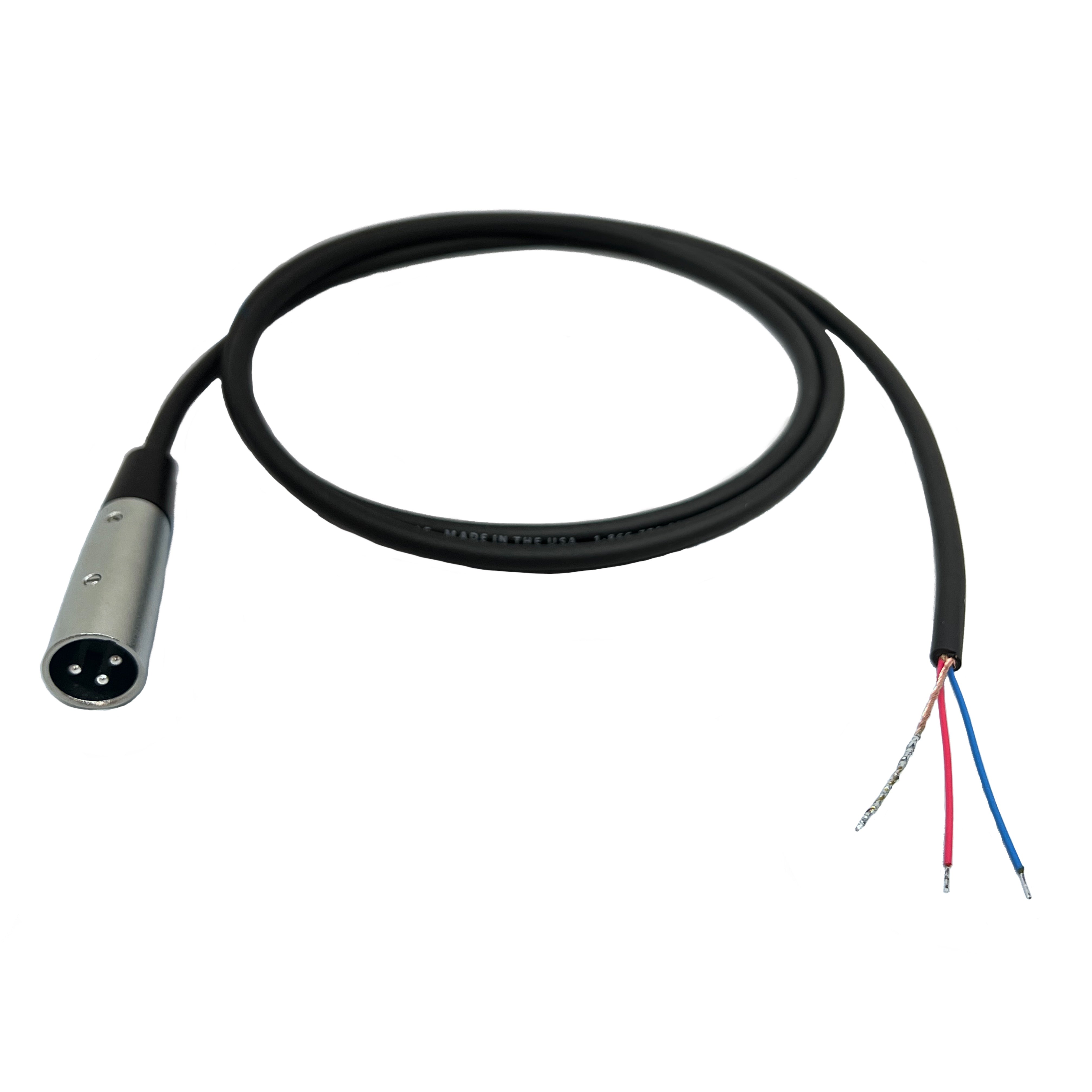 XLR 3 Pin Male to Blunt Install Cables - 24 AWG Flexible Shielded