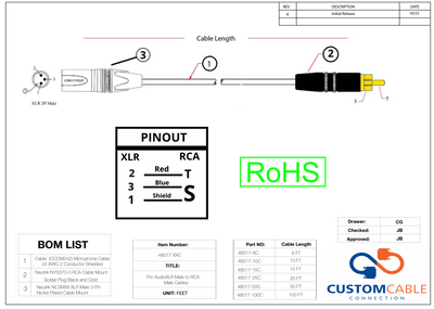 Pro Audio XLR Male to RCA Male Cables