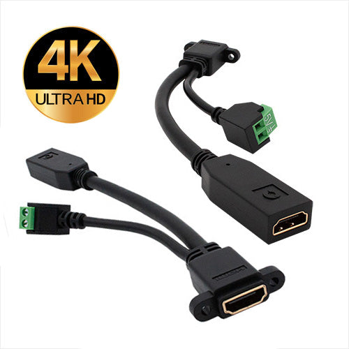 Active HDMI Pigtail, 4K, Female to Panel Mount Female