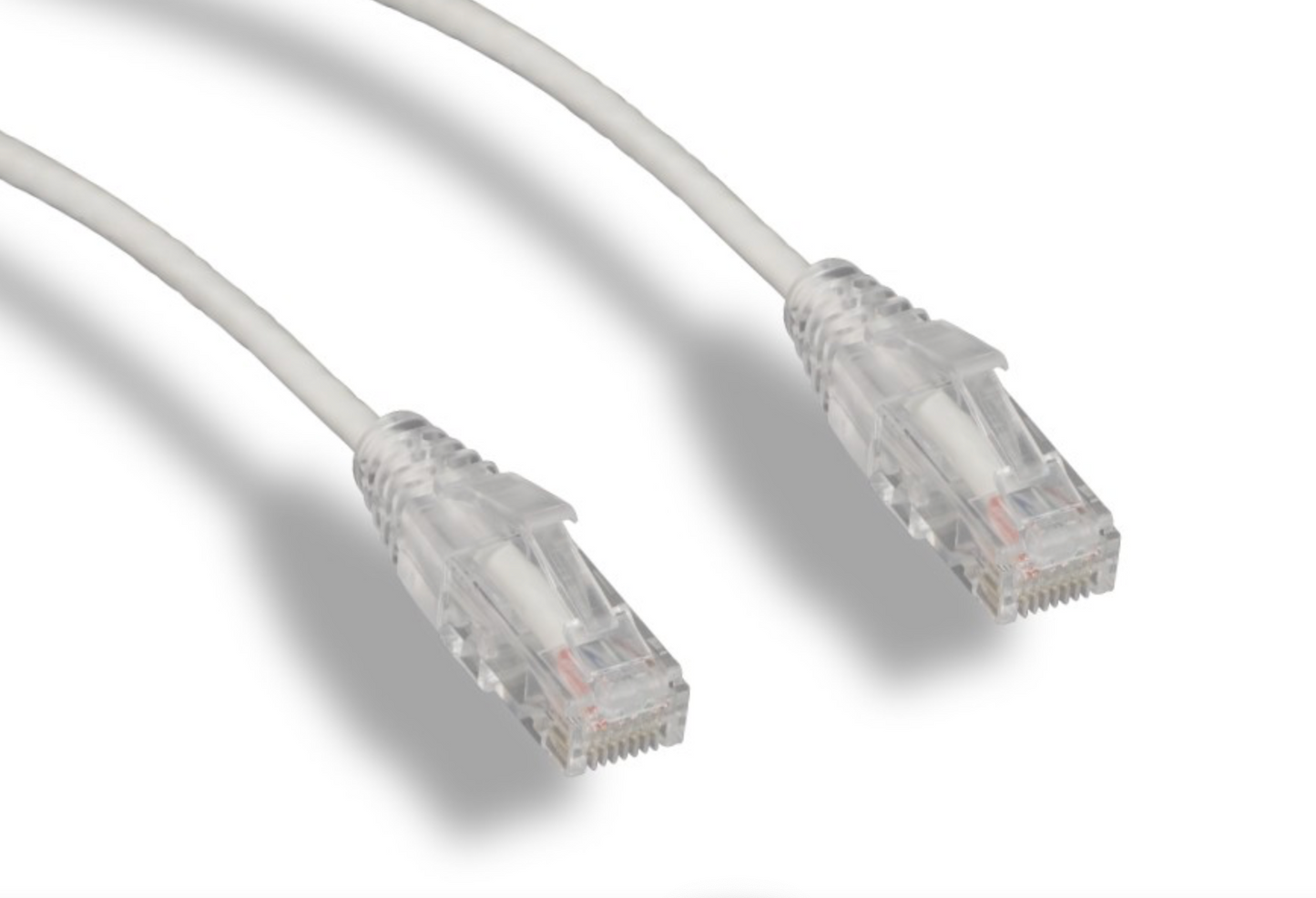 1 Foot Slim CAT6A 28 AWG Black Ethernet Patch Cable Clear Boot