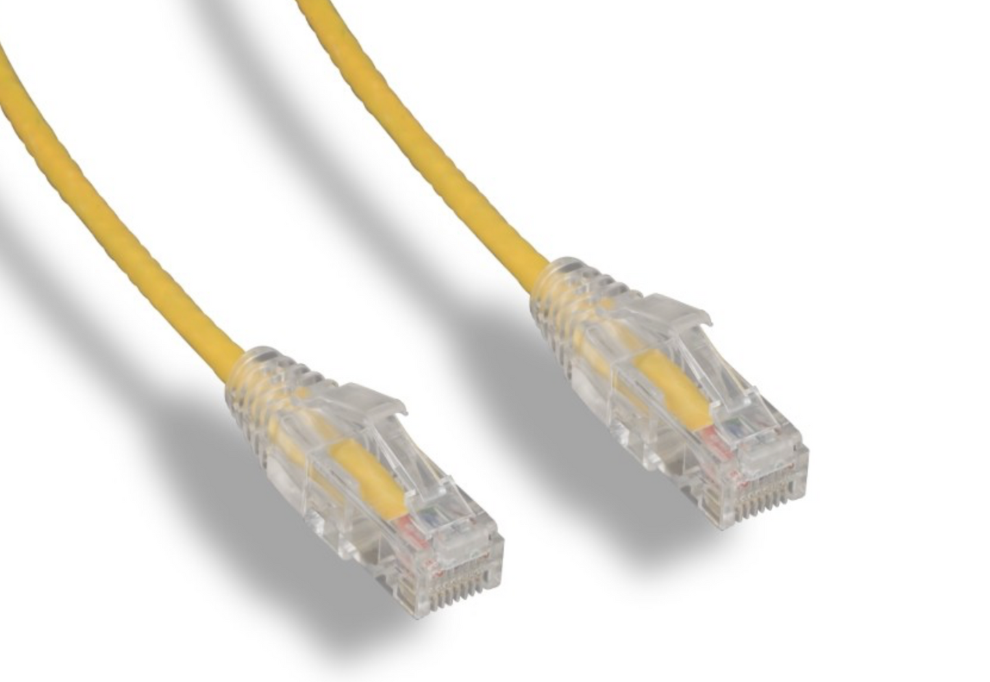 1 Foot Slim CAT6A 28 AWG Black Ethernet Patch Cable Clear Boot