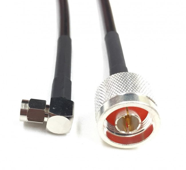 1ft N Male to SMA Right Angle Times Microwave LMR240U Cable