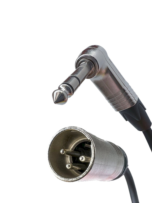 Balanced XLR Male to 1/4 TRS Right Angle Audio Cables with Neutrik Connectors