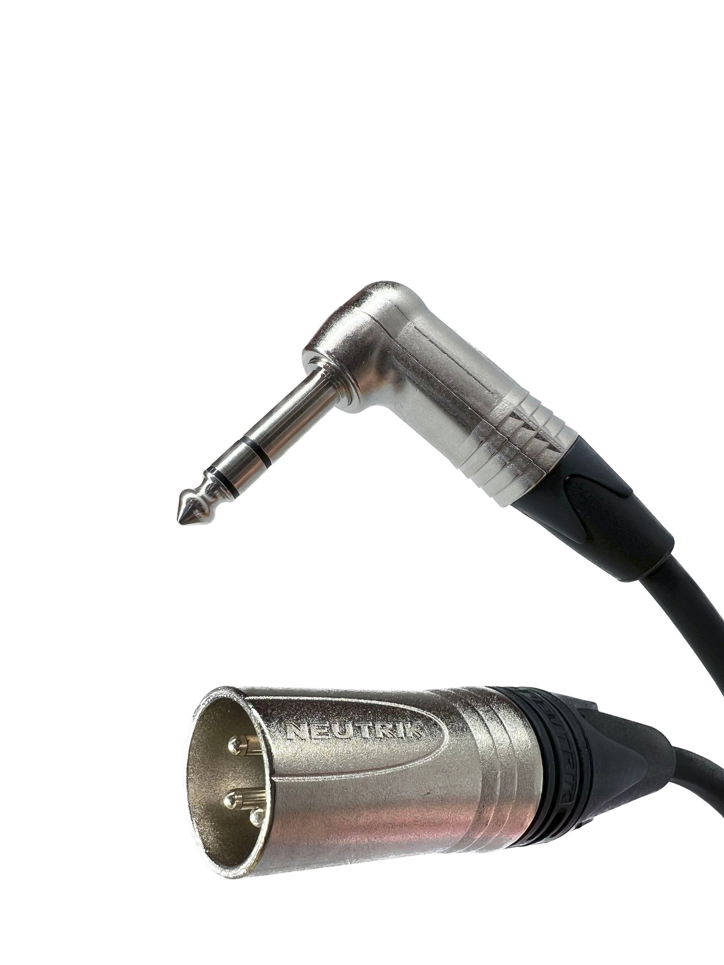 Balanced XLR Male to 1/4 TRS Right Angle Audio Cables with Neutrik Connectors