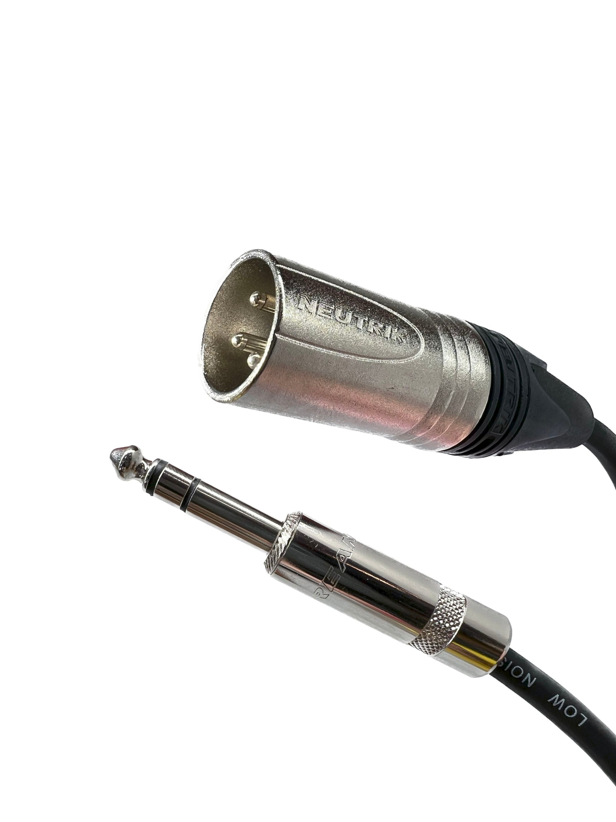Balanced XLR Male to 1/4 TRS Audio Cables with Neutrik Connectors