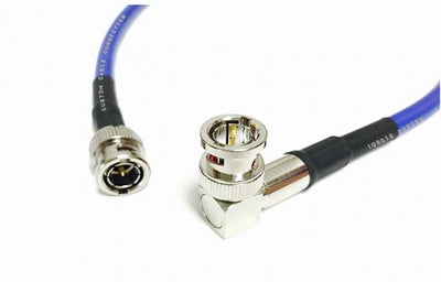 2ft HD-SDI RG6 BNC to BNC Right Angle Video Coaxial Cable Blue