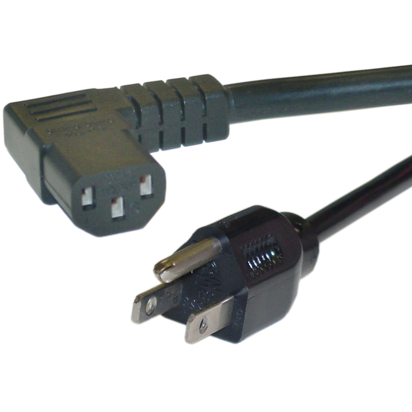 6ft Right Angle Computer Monitor Power Cord, NEMA 5-15P to Right Angle C13, Black