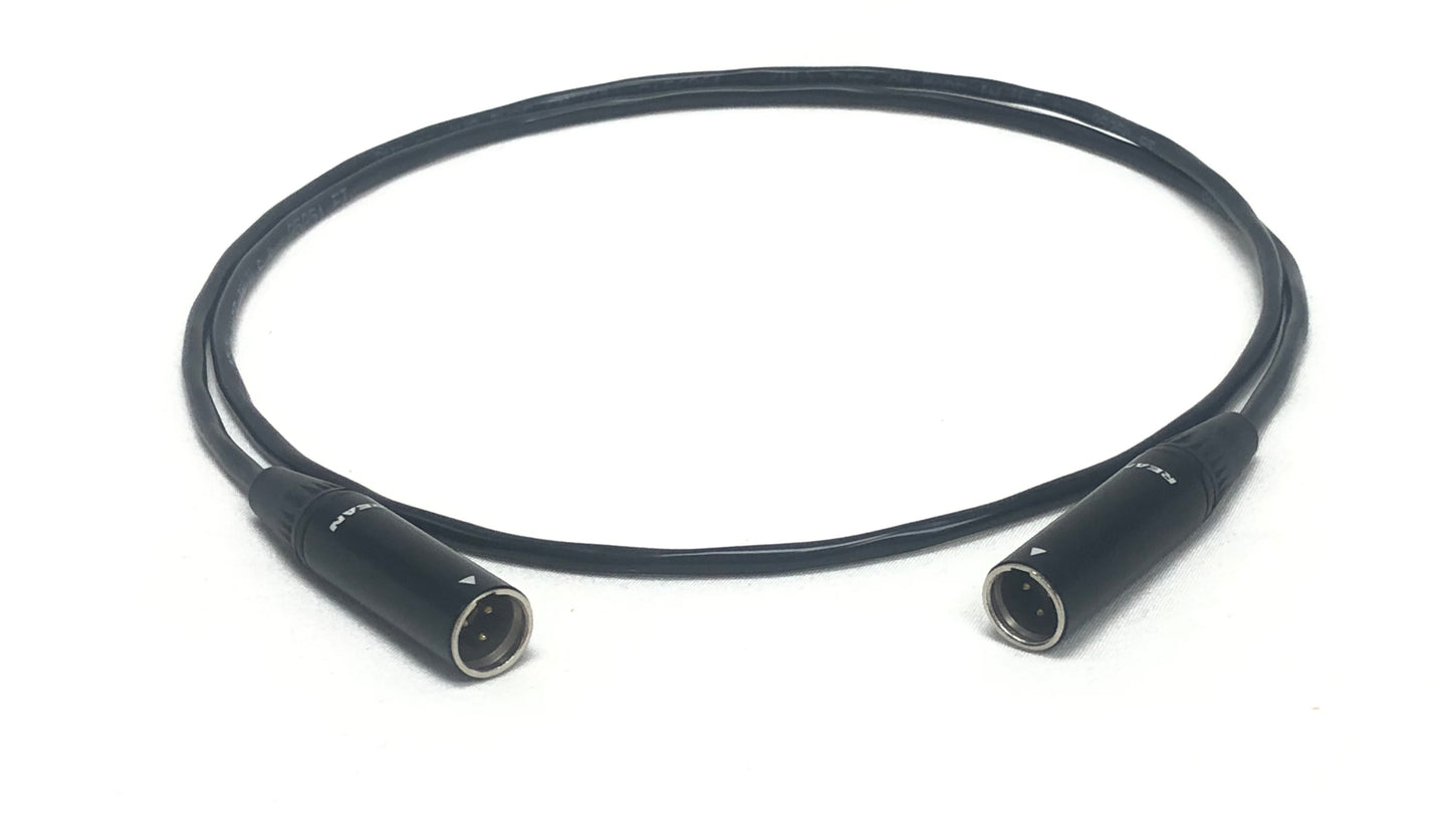 Mini XLR 3 Pin Male to Male Cables - PVC Black Jacket