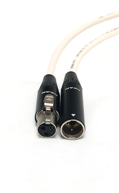 Mini XLR 3 Pin Male to Female Cables - Plenum White Jacket