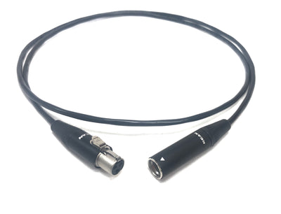 Mini XLR 3 Pin Male to Female Cables - PVC Black Jacket