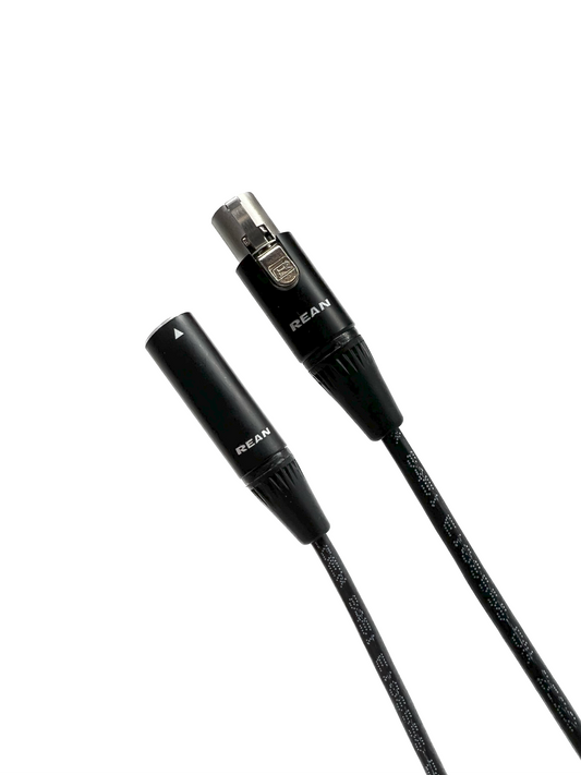 Mini XLR 3 Pin Male to Female Cables - PVC Black Jacket