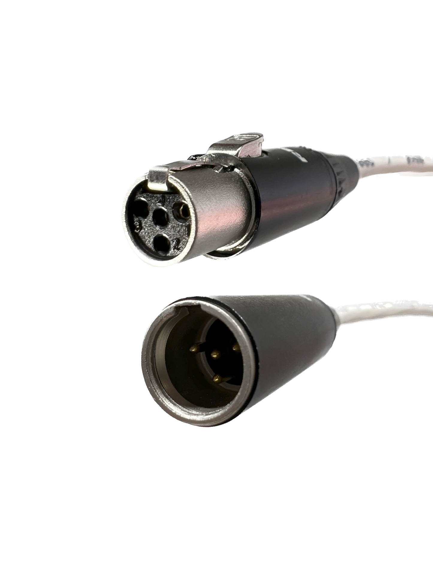 Mini XLR 4 Pin Male to Female Cables - Plenum White Jacket