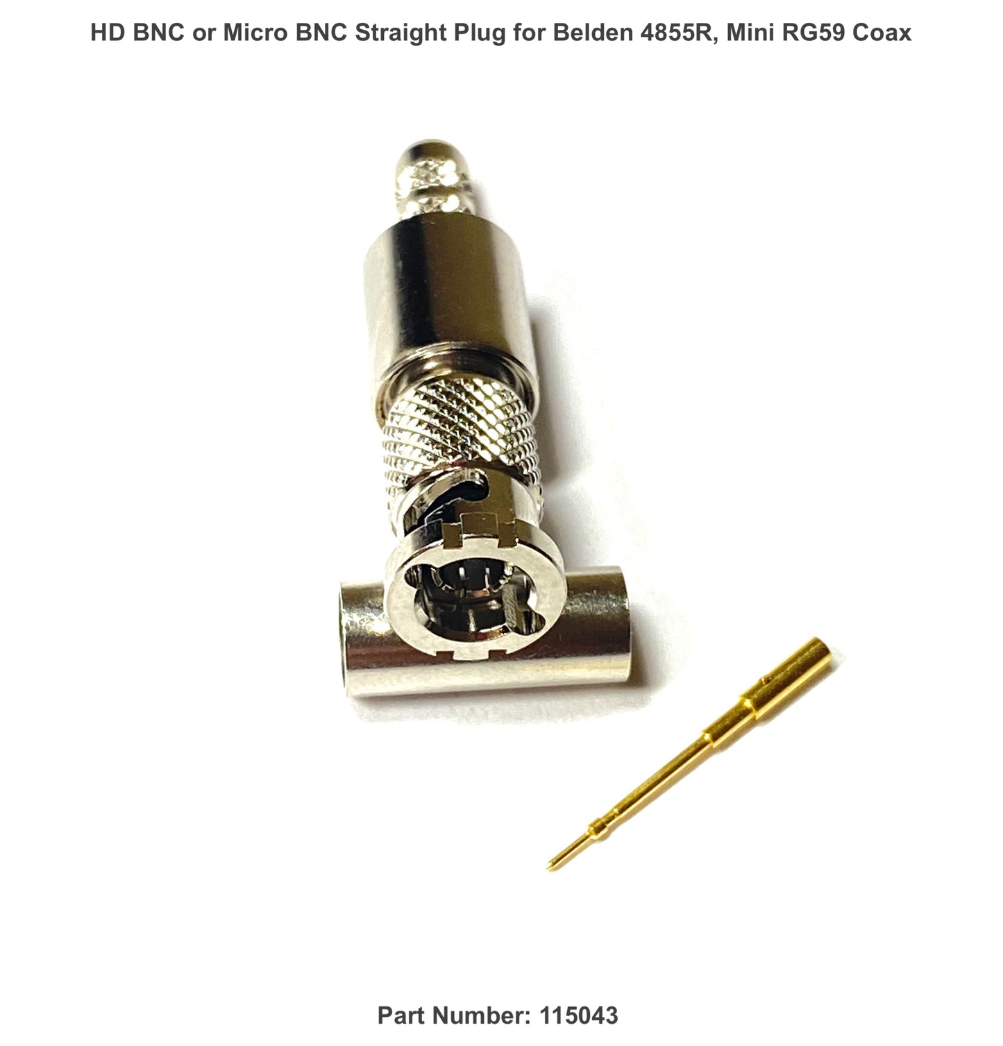 HD BNC or Micro BNC Plug Straight, 75 Ohm, Crimp 4855R - 12G Rated