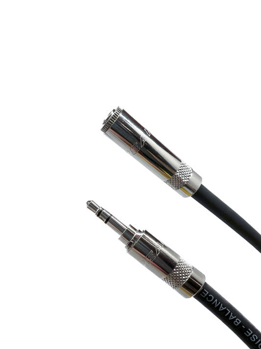 3.5mm Stereo Audio Cable Male to Female Black Jacket - Stage Grade