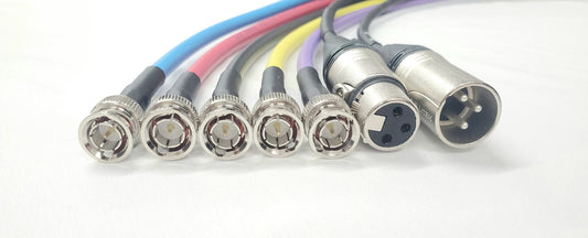 5 Channel BNC - 6G Rated Belden 1694A- Two Digital AES/EBU XLR - Snake Cables