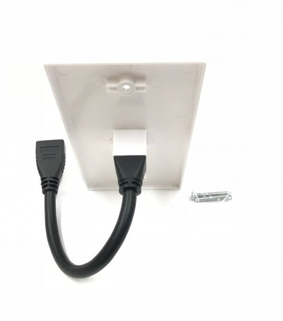 White HDMI Wall Plate with Female to Female Pigtail