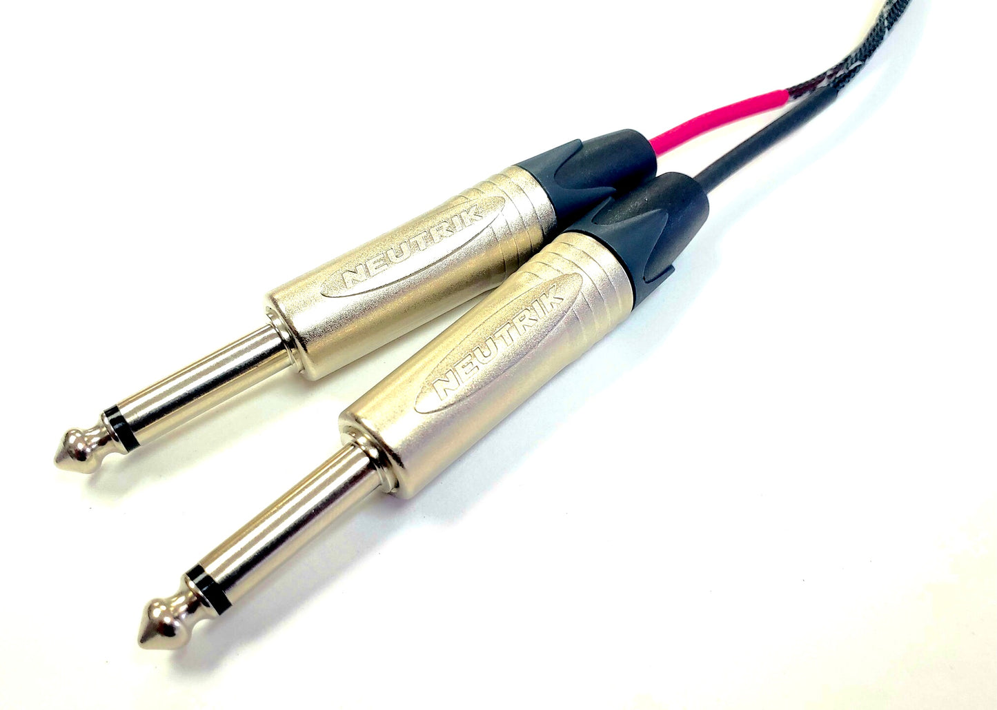 3.5mm Stereo to Dual 1/4 Mono Y-Cable Male to Male Black - Plenum Installation Grade