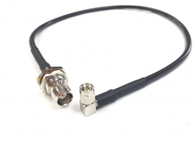 SMA Male Right Angle to TNC Female Bulkhead RG58 Cable - 3 Feet