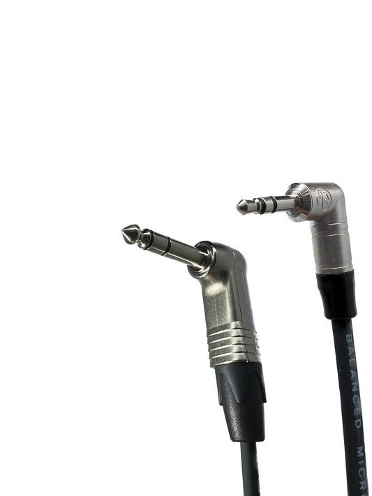 3.5mm Right Angle to 1/4" TRS Right Angle Stereo Audio Cable