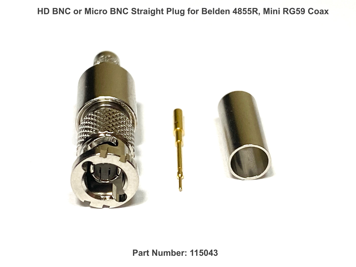 HD BNC or Micro BNC Plug Straight, 75 Ohm, Crimp 4855R - 12G Rated