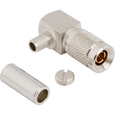 Din 1.0/2.3 Right Angle Connector for 12G Belden 4855A 75 Ohm Coax