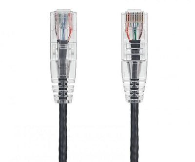 25 Foot Slim CAT6 28 AWG Black Ethernet Patch Cable Molded Boot