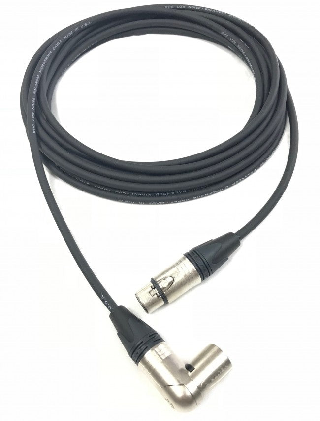 75ft XLR Audio Cable with Male Right Angle to Female Neutrik Connectors