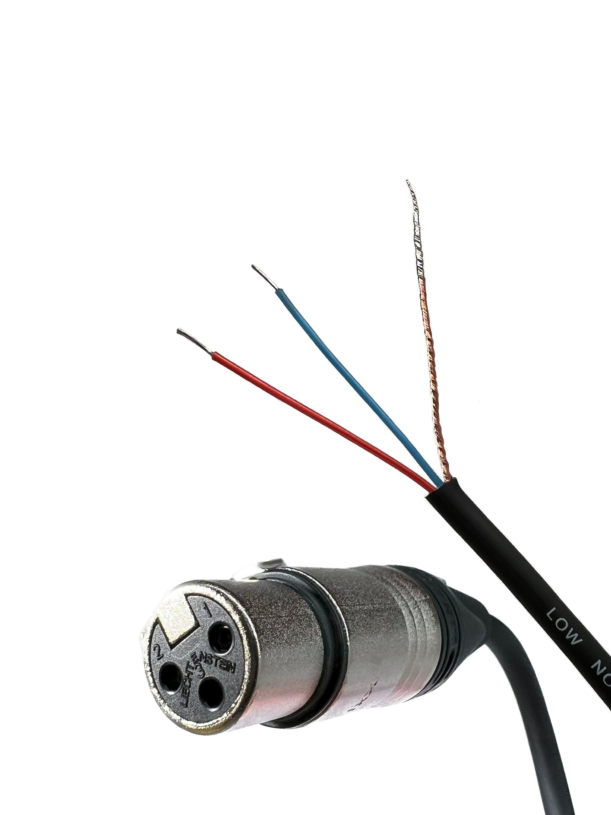 3 Pin XLR Female to Blunt - 200 Foot Cable w/ Neutrik Connector