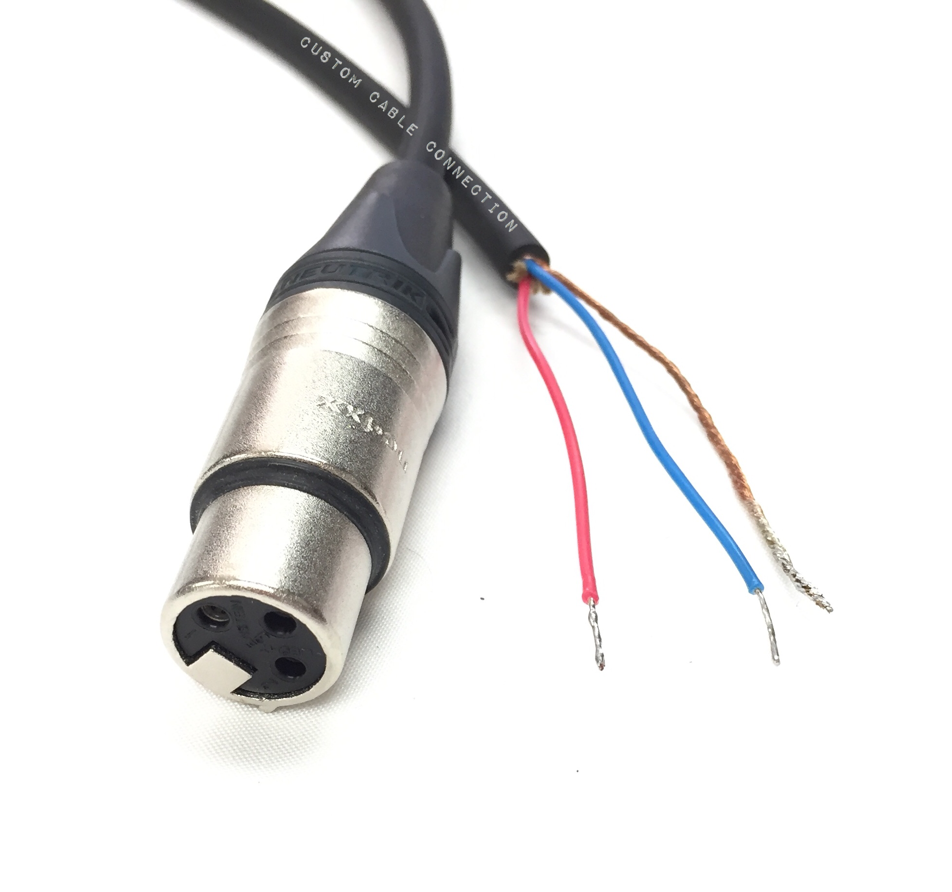 XLR 3 Pin to Blunt Installation Cable with Neutrik XLR Connectors (Mal -  Custom Cable Connection