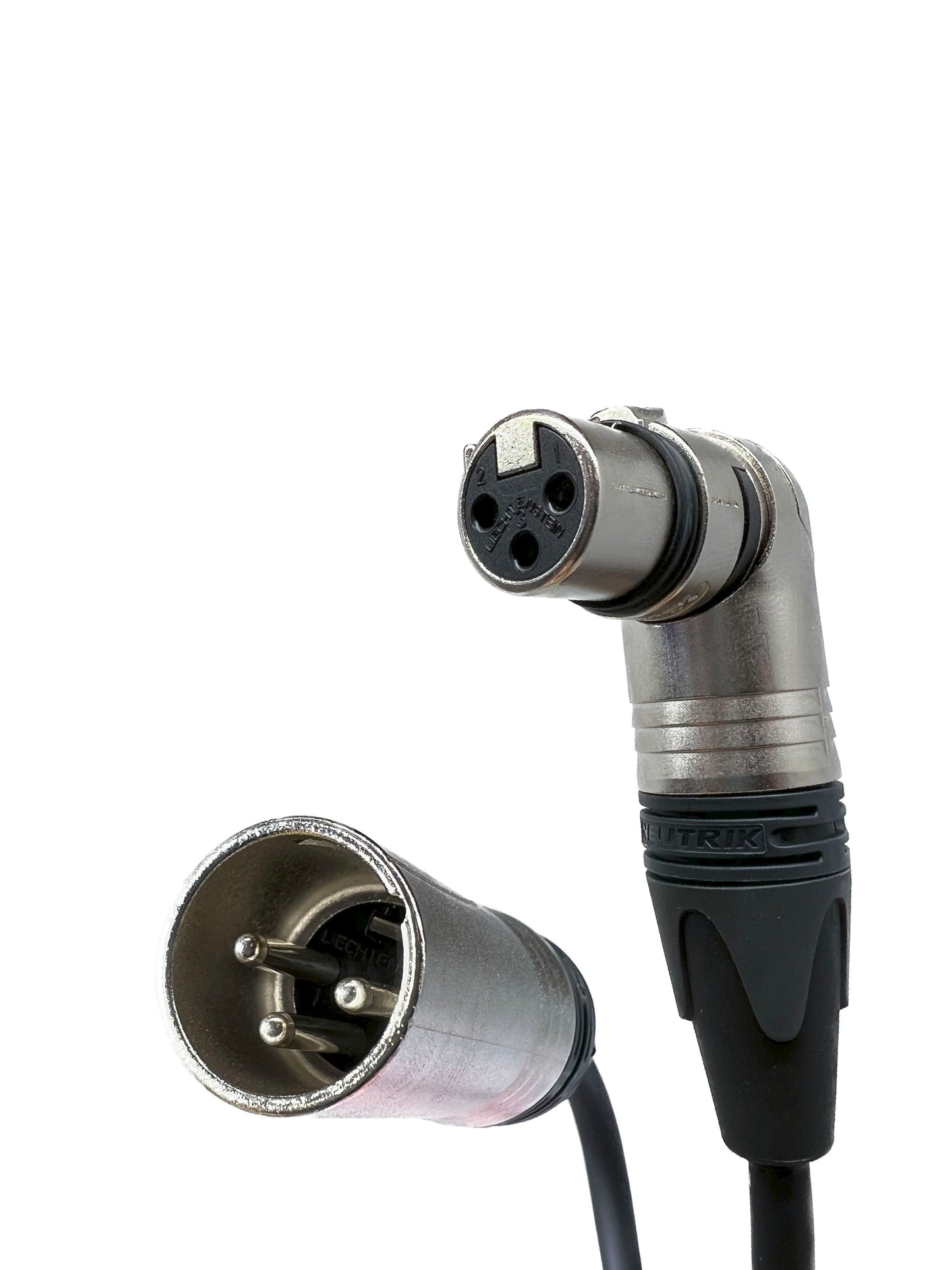 XLR Audio Cable with Female Right Angle to Male Straight Neutrik Connector