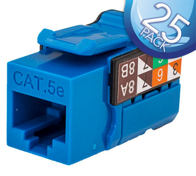 CAT5E Data Grade Keystone Jack 8x8- Blue - 25 Pack