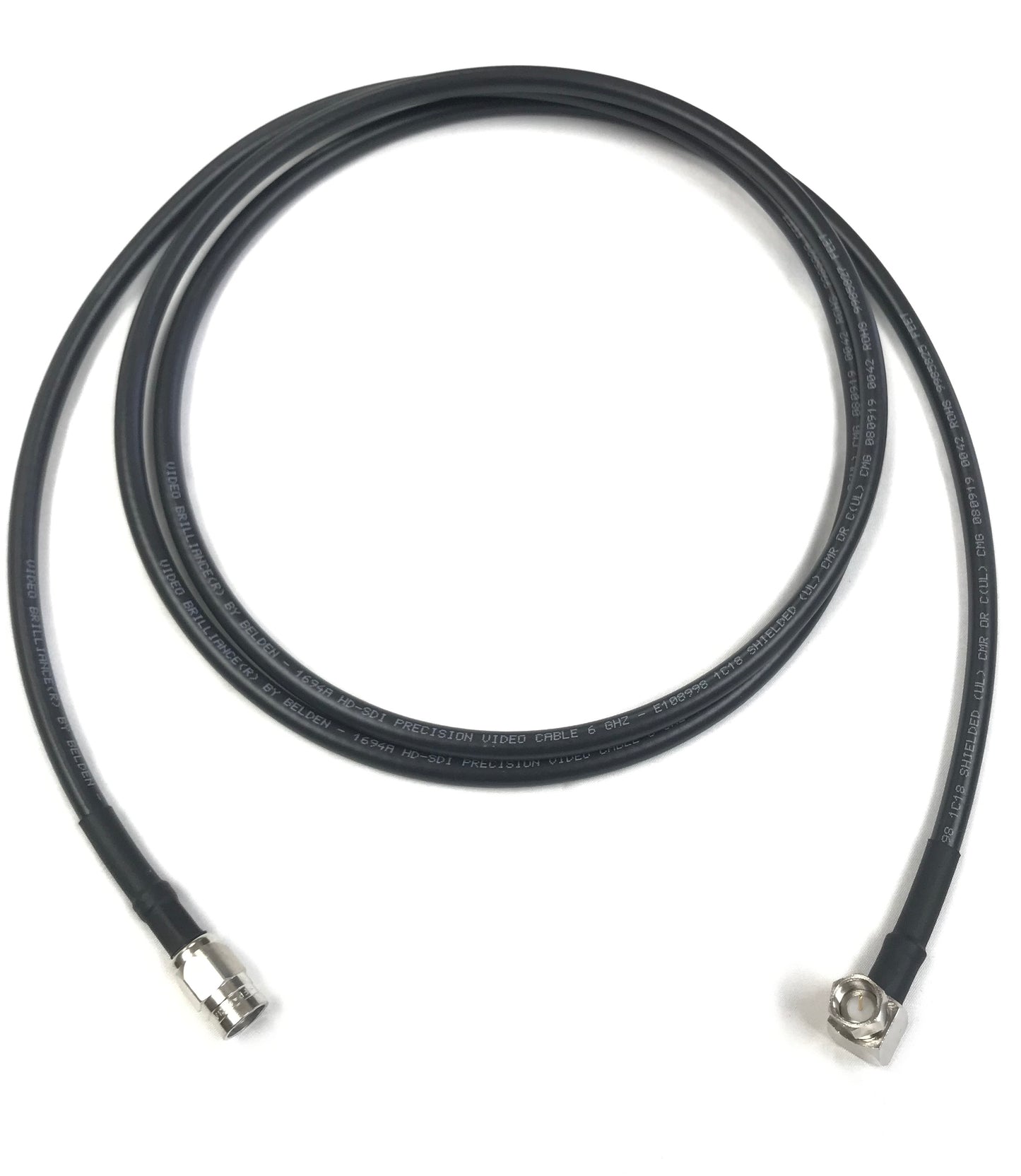 F-Type Male to Male Right Angle Belden 1694A RG6 Broadcast 4K Satellite Coaxial CL2 Cables