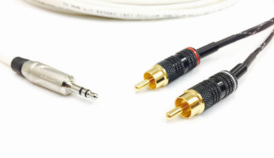 3.5MM to 2 RCA Stereo Audio Cable Male to Male -  Plenum CL3P Jacket - Installation Grade