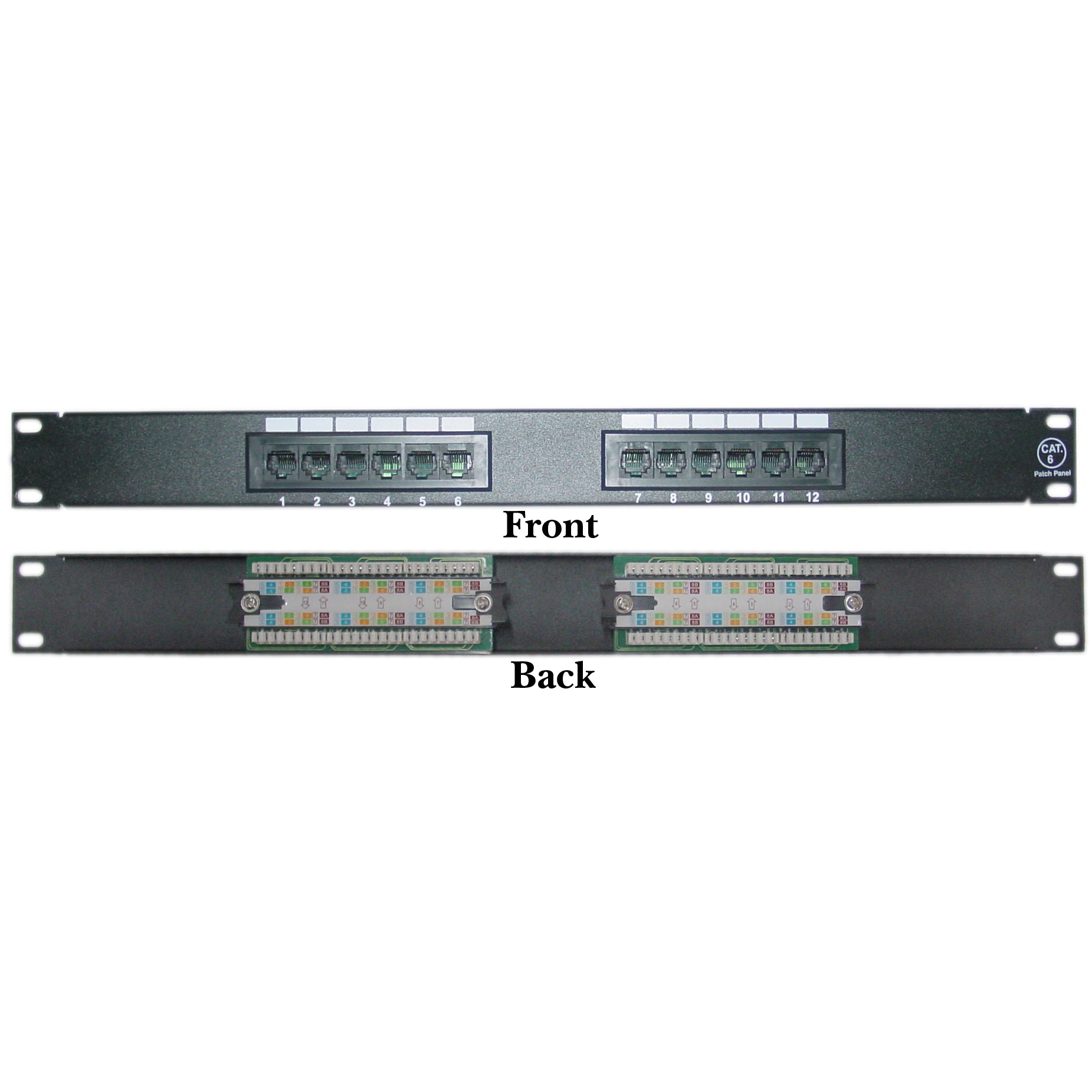 12 Port CAT6 Patch Panel 110 Block 568A & 568B Compatible