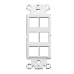 White Keystone Decorator Style Wall Plates - 1 Port, 2 Port, 3 Port, 4 Port and 6 Port