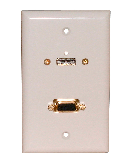 White Wall Plate with HDMI and VGA Jack Philmore 75-601